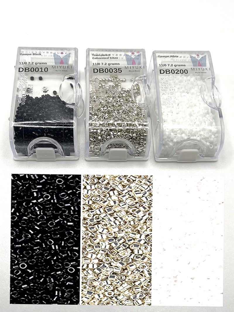 Miyuki Delica Seed Beads Bundle Size 110 Tuxedo Collection  DB010 DB035 DB2003 Tubes of 2 ea