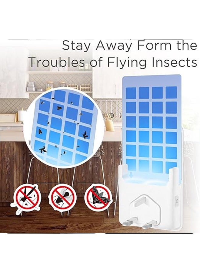 Dual Purpose Gnat Moth Catcher Fly Tapper ,Flying Insect Trap Plug-in Mosquito Repellent Indoor, Night Light UV Attractant Catcher for Home Office White - Image 4