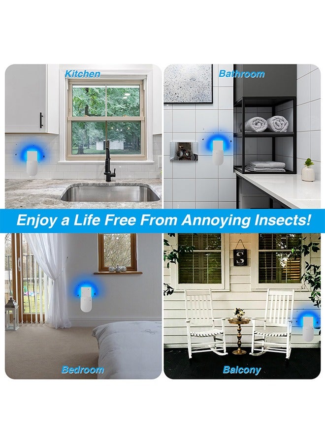 Dual Purpose Gnat Moth Catcher Fly Tapper ,Flying Insect Trap Plug-in Mosquito Repellent Indoor, Night Light UV Attractant Catcher for Home Office White - Image 5