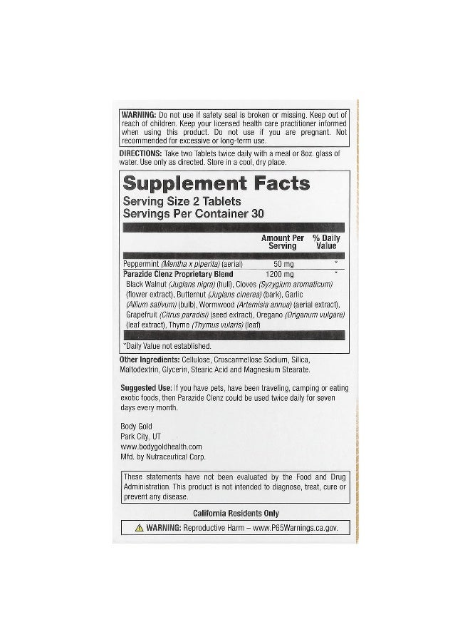 Body Gold بودي جولد، بارازيد كلينز، 60 قرص - Image 2