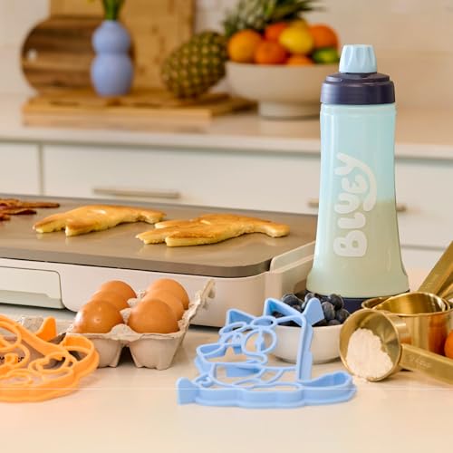 Whiskware Bluey Pancake Art Kit, 1 Batter Bottle, 2 Silicone Bluey and Bingo Pancake Molds, and 1 BlenderBall Wire Whisk, Durable, No-Mess Breakfast, BPA Free, Dishwasher Safe - Image 4