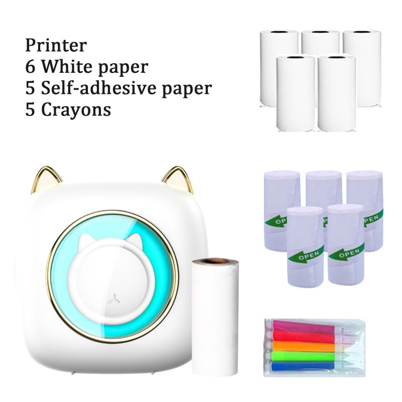Mini Pocket Printer Portable Thermal Printer Machine Wireless BT Connection 203DPI for Picture Label DIY Handcraft List Meno Notes Journal Receipt Paper Instant Sticker with 6 Roll Thermal Paper+5pcs - Image 2