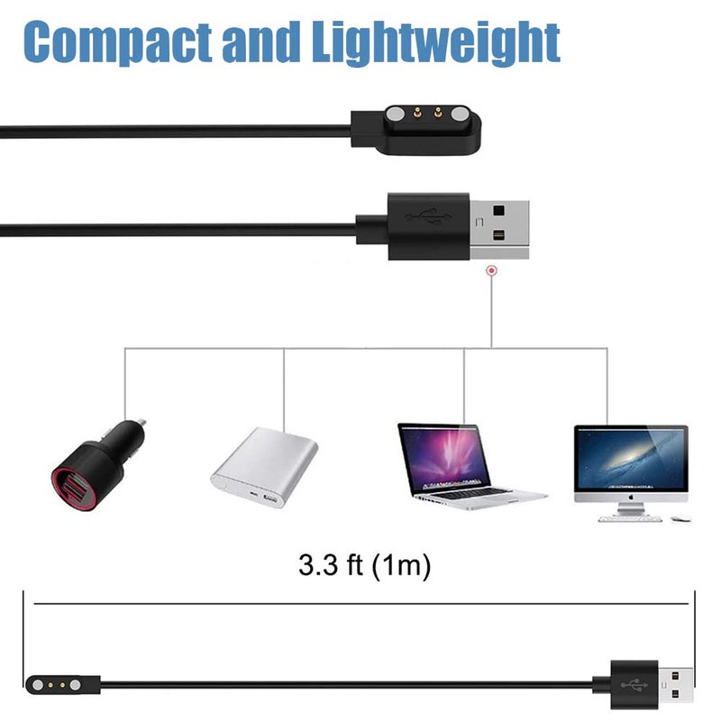 EXMRAT Charger for VeryFitPro Fitpolo Tozo Smartwatch, Magnetic Charging Cable Cord for YAMAY Willful SW021 SW025 Letsfit ID205L ID205U ID205S Wyze 44mm 47mm (2-Pack, 3.3ft/100cm) - Image 5