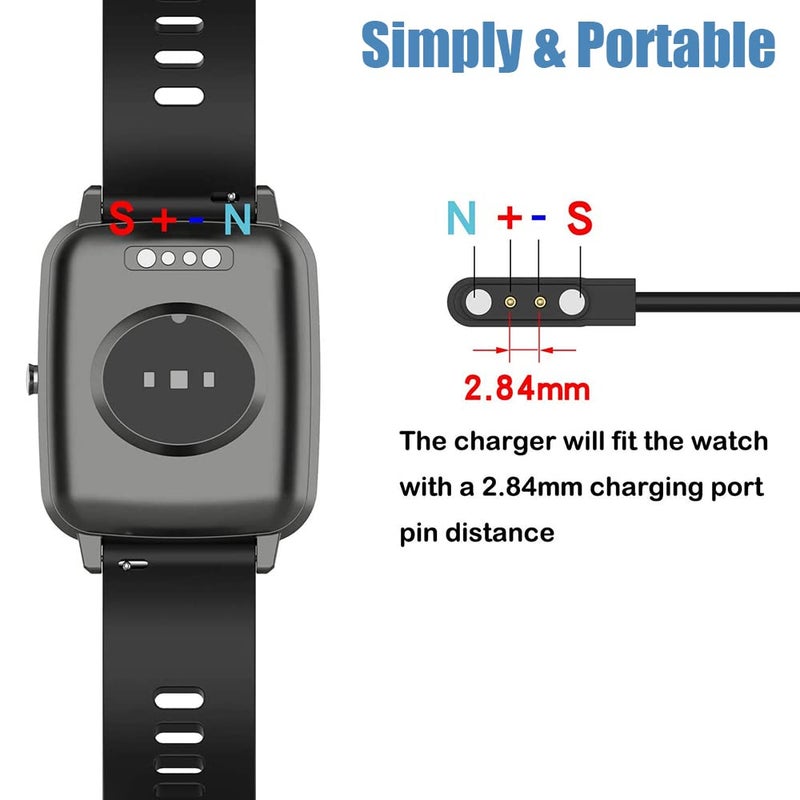 EXMRAT Charger for VeryFitPro Fitpolo Tozo Smartwatch, Magnetic Charging Cable Cord for YAMAY Willful SW021 SW025 Letsfit ID205L ID205U ID205S Wyze 44mm 47mm (2-Pack, 3.3ft/100cm) - Image 4