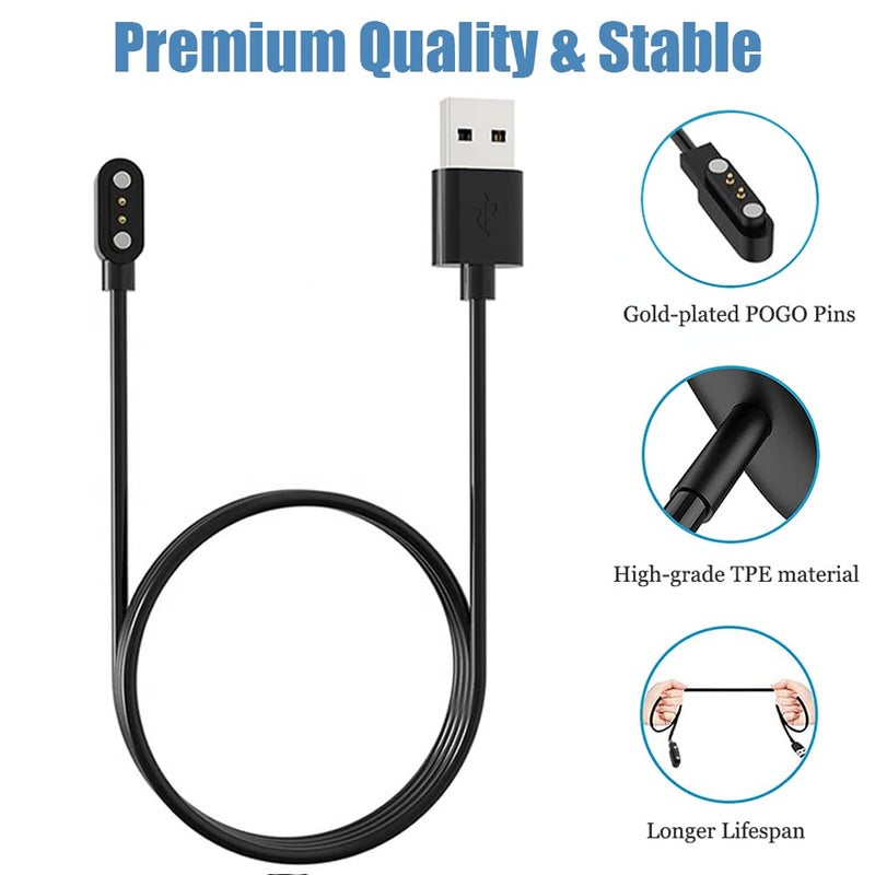 EXMRAT Charger for VeryFitPro Fitpolo Tozo Smartwatch, Magnetic Charging Cable Cord for YAMAY Willful SW021 SW025 Letsfit ID205L ID205U ID205S Wyze 44mm 47mm (2-Pack, 3.3ft/100cm) - Image 3