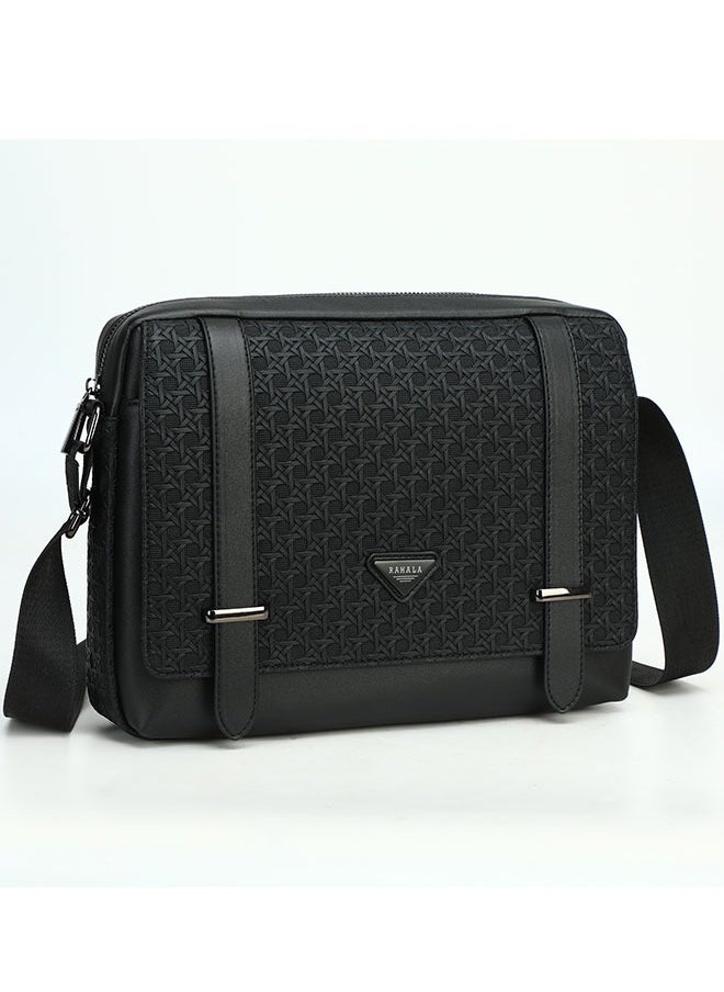 RAHALA - 9503-4 Leather Modern Shoulder Work Travel Everyday Use Organized Stylish Crossbody bag - Black - Image 1