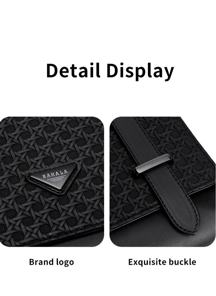 RAHALA - 9503-4 Leather Modern Shoulder Work Travel Everyday Use Organized Stylish Crossbody bag - Black - Image 1