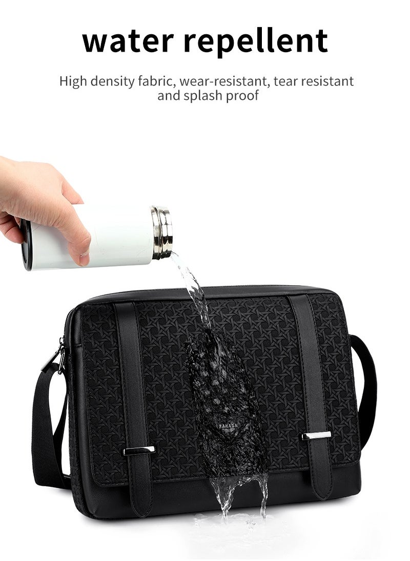 RAHALA - 9503-4 Leather Modern Shoulder Work Travel Everyday Use Organized Stylish Crossbody bag - Black - Image 1