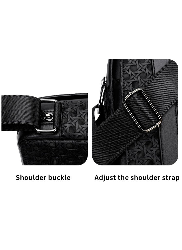 RAHALA - 9503-4 Leather Modern Shoulder Work Travel Everyday Use Organized Stylish Crossbody bag - Black - Image 1