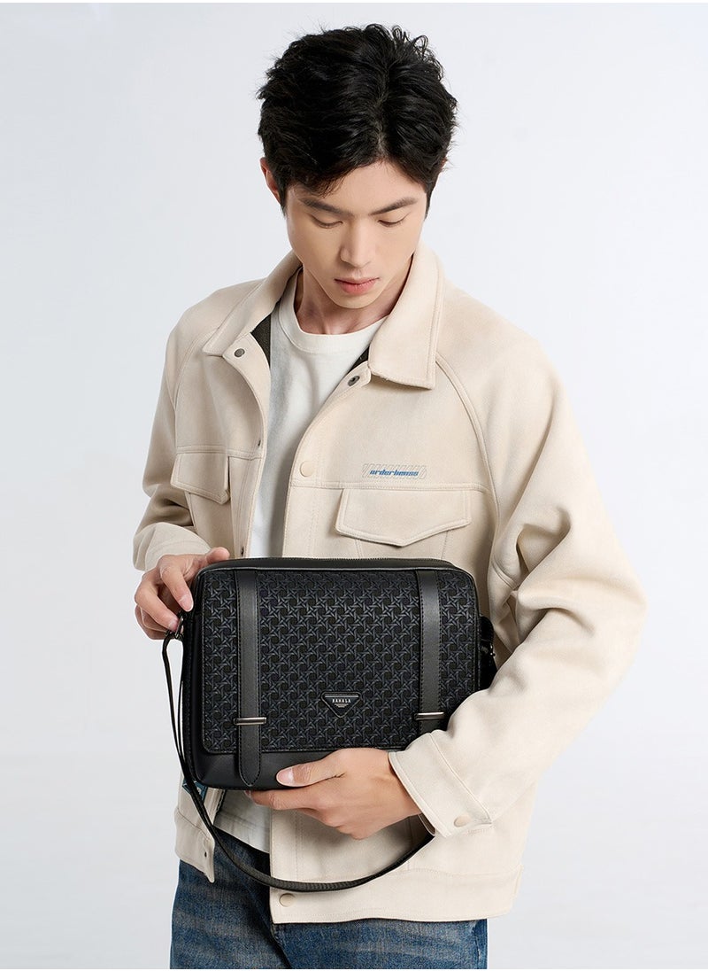 RAHALA - 9503-4 Leather Modern Shoulder Work Travel Everyday Use Organized Stylish Crossbody bag - Black - Image 1