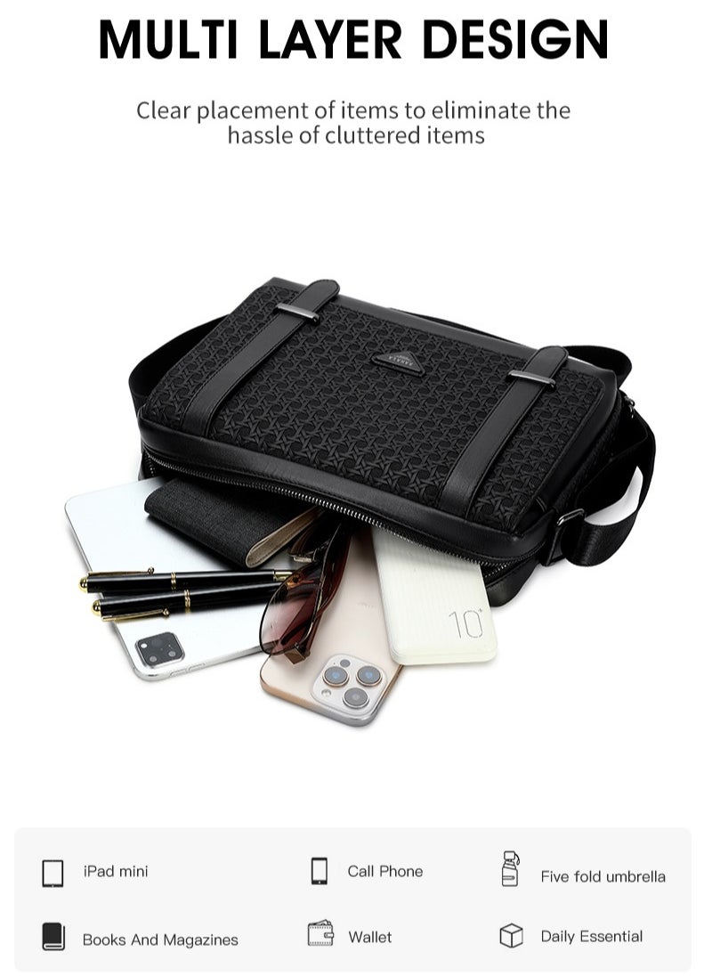 RAHALA - 9503-4 Leather Modern Shoulder Work Travel Everyday Use Organized Stylish Crossbody bag - Black - Image 1