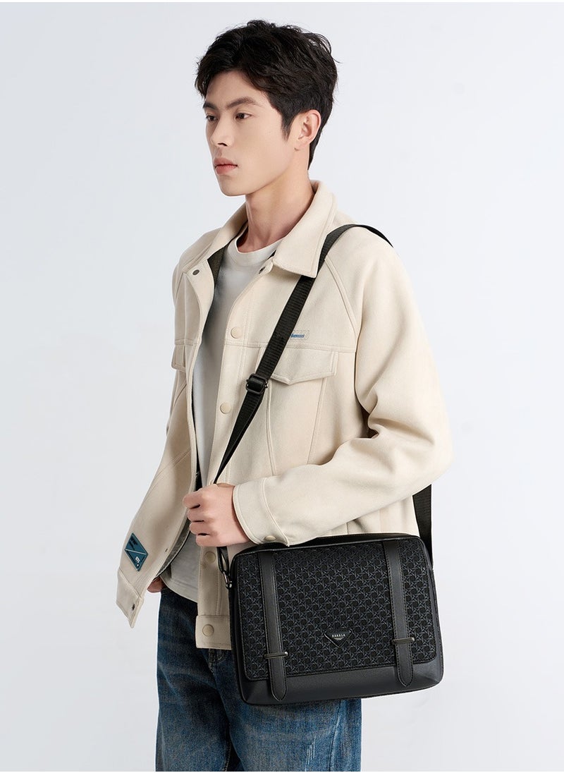 RAHALA - 9503-4 Leather Modern Shoulder Work Travel Everyday Use Organized Stylish Crossbody bag - Black - Image 1