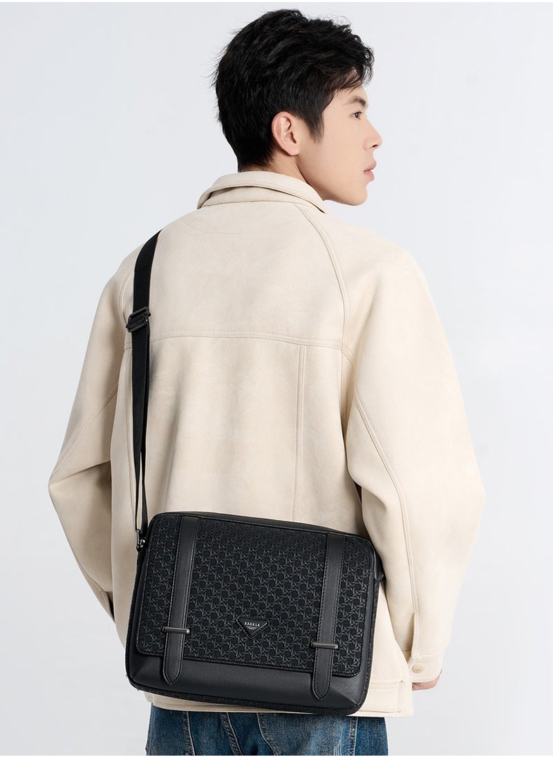 RAHALA - 9503-4 Leather Modern Shoulder Work Travel Everyday Use Organized Stylish Crossbody bag - Black - Image 1