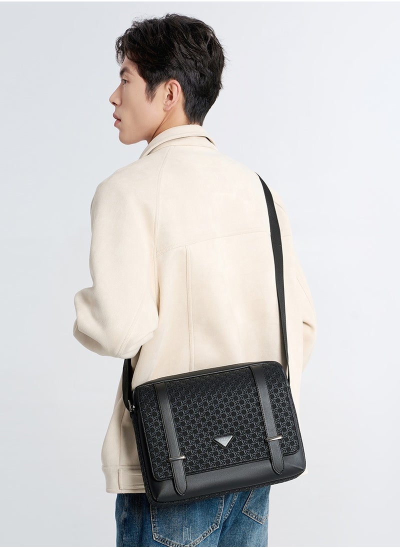 RAHALA - 9503-4 Leather Modern Shoulder Work Travel Everyday Use Organized Stylish Crossbody bag - Black - Image 1