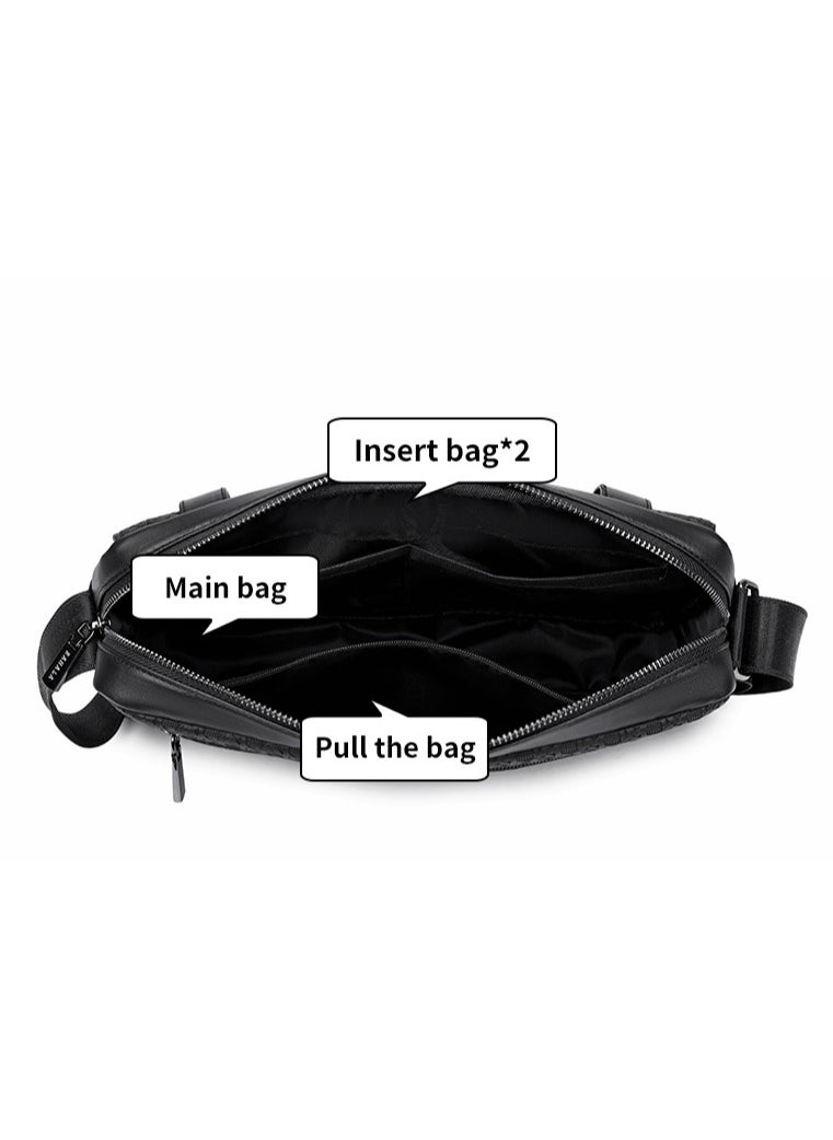 RAHALA - 9503-4 Leather Modern Shoulder Work Travel Everyday Use Organized Stylish Crossbody bag - Black - Image 1