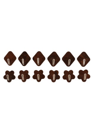Brown Wooden Plastic self Adhesive Fancy Hooks of Two Shapes Set of 12 Used for All Types of Surfaces - pzsku/Z2D5878F369E9DD868208Z/45/1748265188/148ab97a-7f47-4826-b611-287b7f9e5e9e