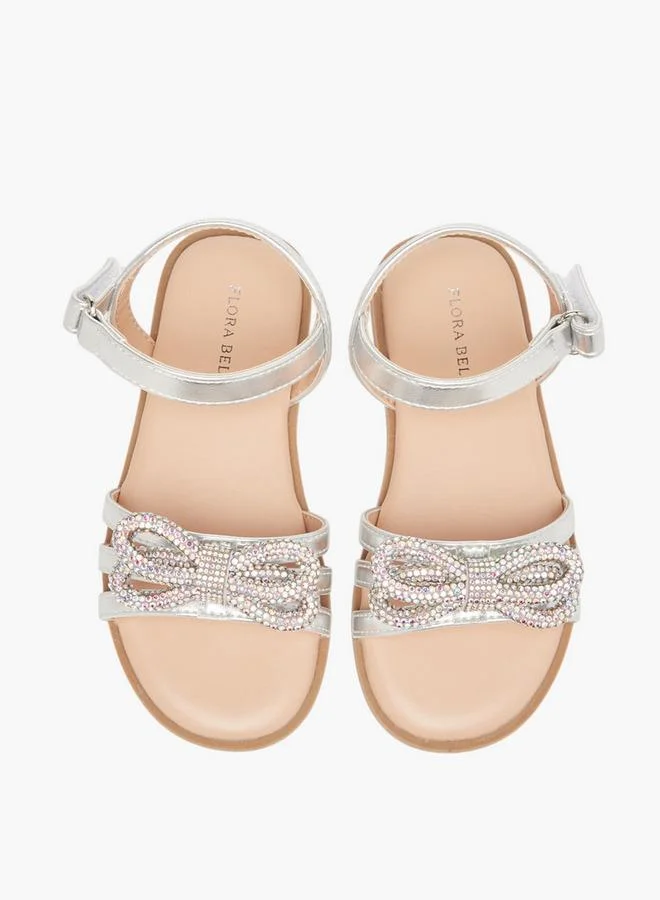 Flora Bella By Shoexpress Girls Metallic Sandals With Hook And Loop Closure