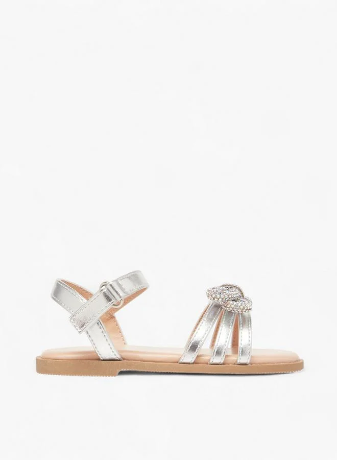 Flora Bella By Shoexpress Girls Metallic Sandals With Hook And Loop Closure