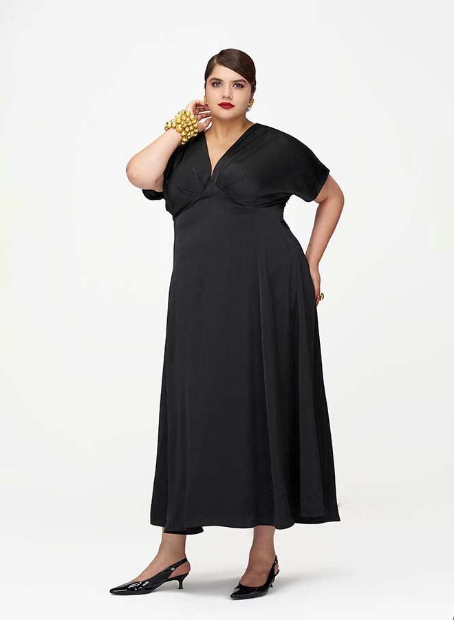 VIRGIO Hammered Satin Dolman-Sleeve Maxi Dress - Image 2