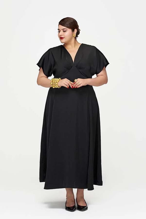 Virgio VIRGIO Hammered Satin Dolman-Sleeve Maxi Dress