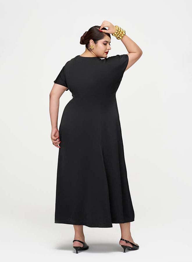 VIRGIO Hammered Satin Dolman-Sleeve Maxi Dress - Image 4