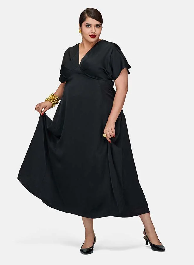 Virgio VIRGIO Hammered Satin Dolman-Sleeve Maxi Dress