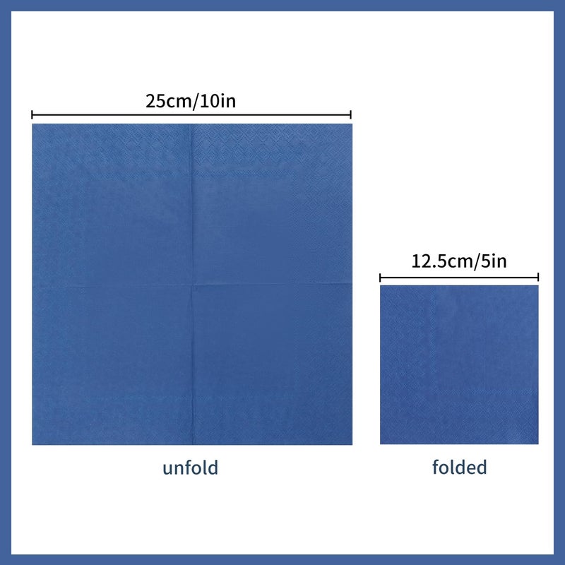 BEFORYOU 200 Pack Cocktail Napkin 2-Ply Dessert Napkins Folded 5 x 5 Inches Disposable Napkins for Dinner Wedding Birthday Party Bridal Anniversary Reception Event (200  Navy Blue) - Image 2