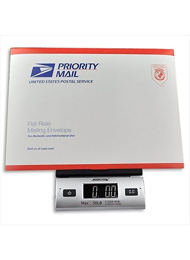 All-in-1 Series W-8250-50bs A-Pt 50 Digital Shipping Postal Scale with Ac Adapter, Silver