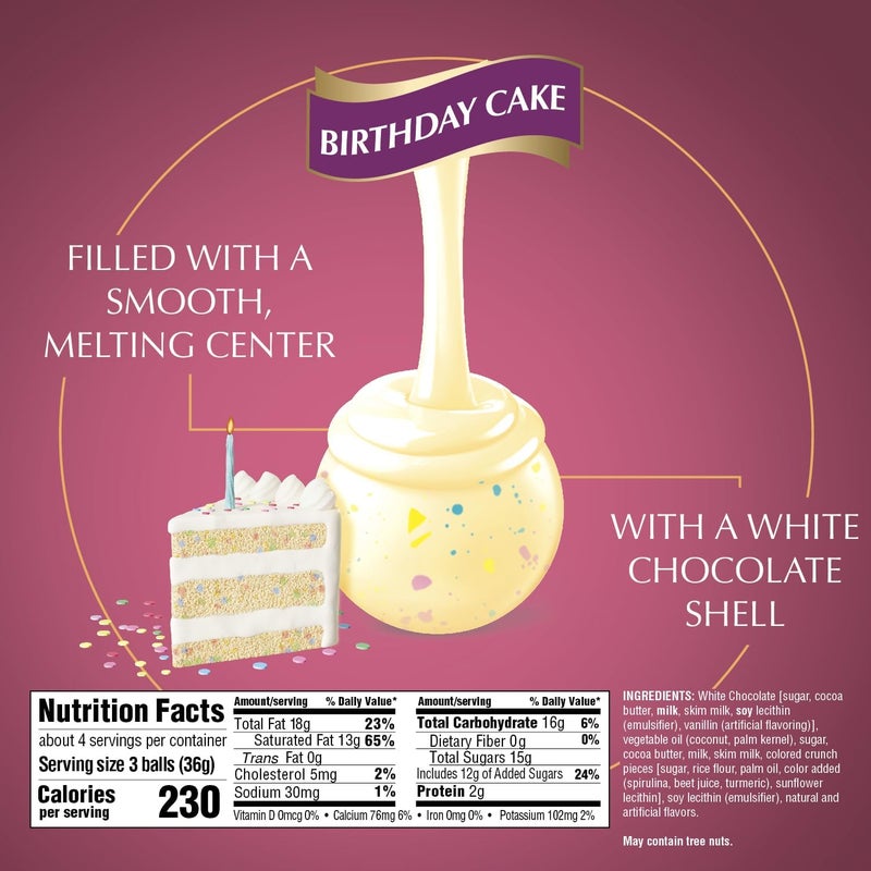 Lindt LINDOR Birthday Cake White Chocolate Truffles - 5.1 oz Bag - Image 2