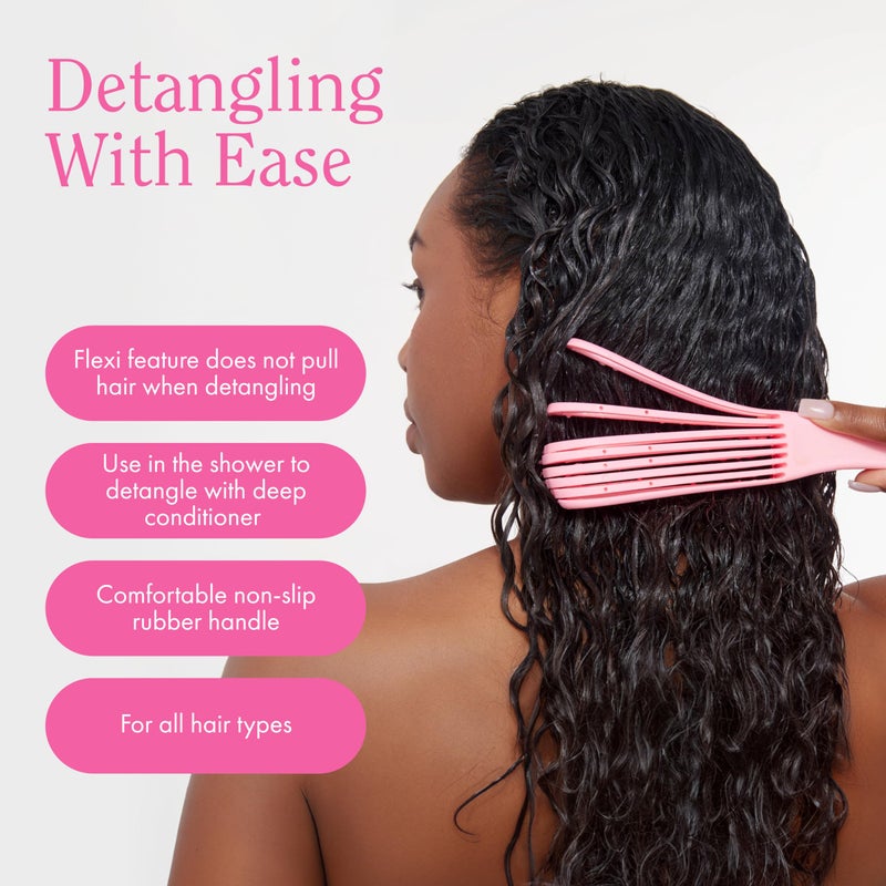 Rizos Curls فرشاة ريزوس كيرلز لفك تشابك الشعر، لفك تشابك الشعر المجعد، فرشاة الاستحمام، تقليل تساقط الشعر وكسره، توزيع المنتج وإضافة اللمعان، وردي - Image 4