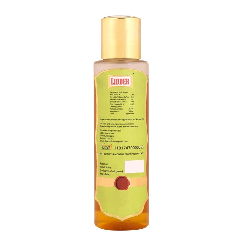 LIDDER Kashmiri Walnut Oil Cold Pressed 100 Pure 100ml Pack of 1 Glass Bottle Natural Edible Akhrot Ka Tel For Cooking Eating Skin Hair Massage - Image 2