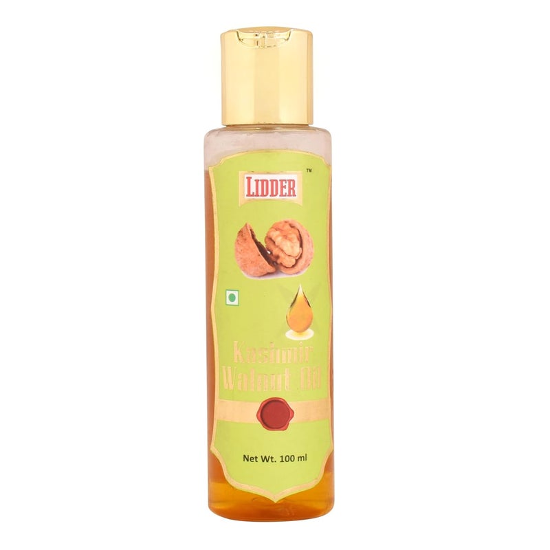 LIDDER Kashmiri Walnut Oil Cold Pressed 100 Pure 100ml Pack of 1 Glass Bottle Natural Edible Akhrot Ka Tel For Cooking Eating Skin Hair Massage - Image 1