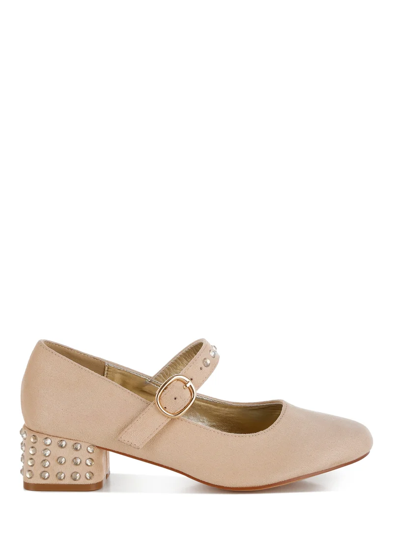 London Rag Studded Mary Jane Pumps in Beige