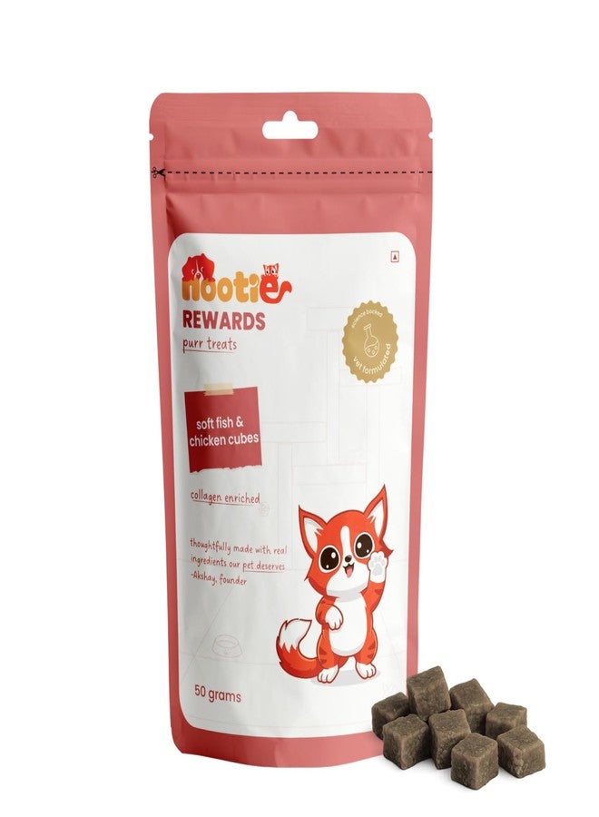 Nootie Purr Treats Soft Fish & Chicken Cubes Cat Treats, 50g - Image 1