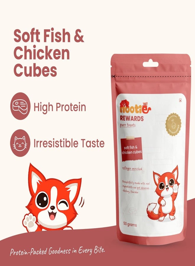 Nootie Purr Treats Soft Fish & Chicken Cubes Cat Treats, 50g - Image 2