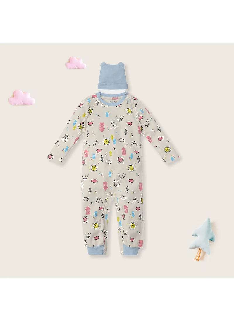 نوتيناتي Nautinati Infants 100% Cotton Printed Bodysuit With Contrast Beanie