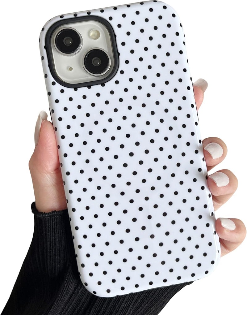 حافظة مغناطيسية من لهواتف iPhone 13/14، بتصميم نقاط متناثرة جميل، مناسبة للفتيات والنساء، تتوافق مع خاصية Magsafe، غطاء واقي صلب من البلاستيك الخالي من الرصاص (PC) مع طبقة ناعمة من TPU، لهواتف iPhone 13/14 – اللون الأبيض. - Image 1