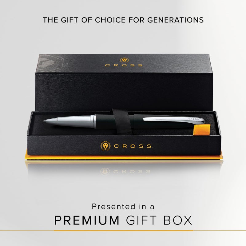 Cross ATX Refillable Rollerball Pen Presented in a Luxury Gift Box - Medium Point, Black Ink, Basalt Black - Image 5