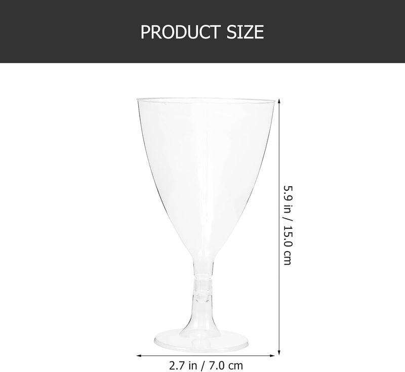Abaodam 25pcs Disposable Margarita Cups 220ml Large Rim Stem Stemmed Wine Glasses for Parties and Household Cocktail Serving - Image 2