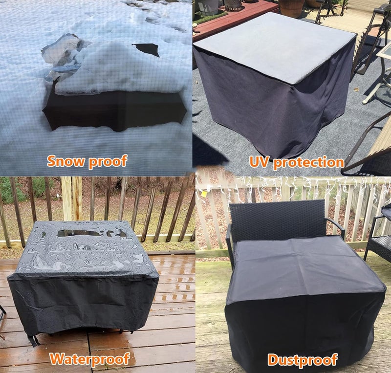 WOMACO Heavy Duty Patio Table Cover, Gas Firepit Cover Waterproof Outdoor Furniture Cover (31" x 31" x 24", Black) - Image 5