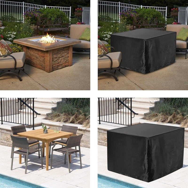 WOMACO Heavy Duty Patio Table Cover, Gas Firepit Cover Waterproof Outdoor Furniture Cover (31" x 31" x 24", Black) - Image 4