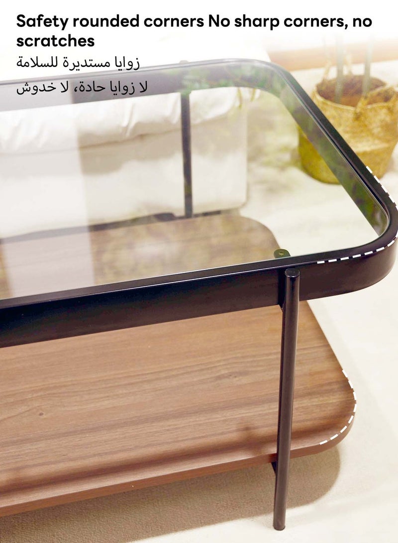Sharpdo طاولة قهوة بيضاوية، غرفة معيشة حديثة بسيطة، زجاج مقسى منزلي، طاولة جانبية بأسلوب فاخر خفيف 120*58*43 سم - Image 4