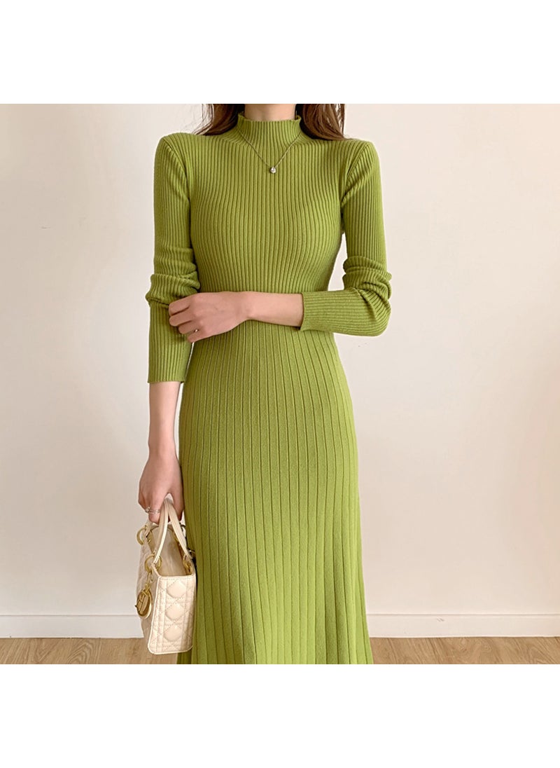 Generic Womens Medium-length Sweater Dress Autumn/winter Polo/turtle Neck Knit Dress A- line Inner Wear Base Layer Black  - Image 2
