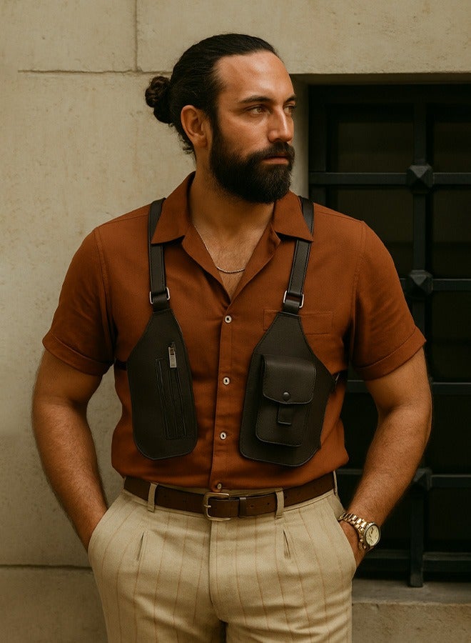 Versatile and casual multifunctional underarm bag with vintage crossbody fashion leather chest bag  - Image 5