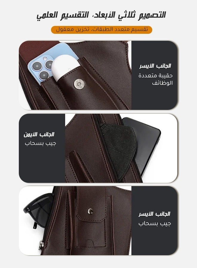 Versatile and casual multifunctional underarm bag with vintage crossbody fashion leather chest bag  - Image 4