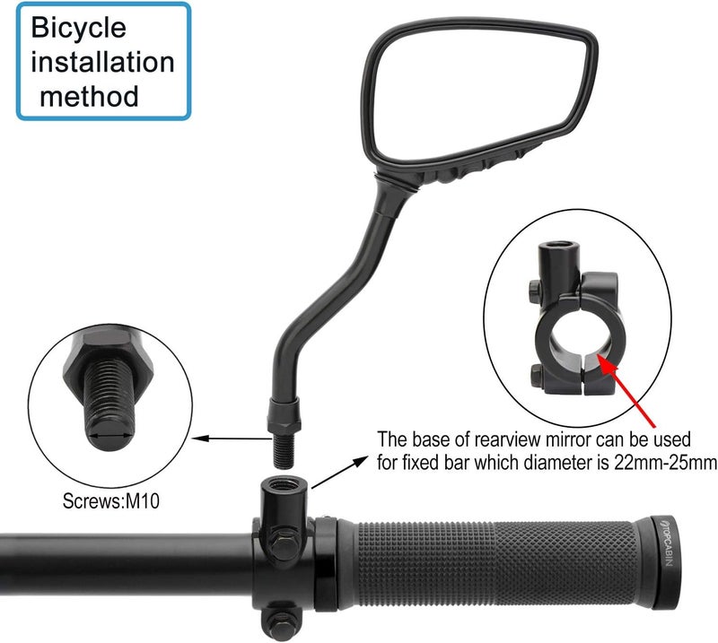 TOPCABIN 1 Pair Bicycle Mirror,Big View Bike Rear View Mirror Blindsight Multi Angle Adjustable Bike Mirror Billet Aluminum Chrome Plated Outside Skull Claw Style Also suitable for motorcycle mirror - Image 3