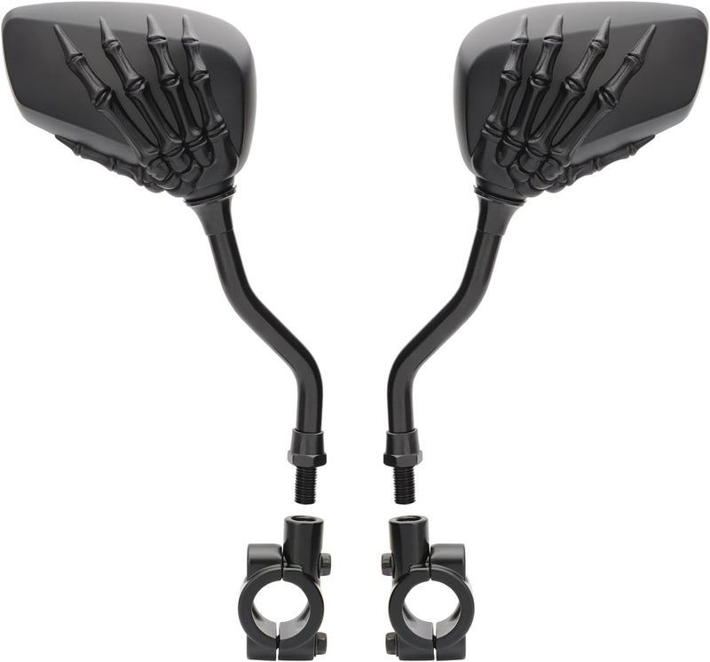 TOPCABIN 1 Pair Bicycle Mirror,Big View Bike Rear View Mirror Blindsight Multi Angle Adjustable Bike Mirror Billet Aluminum Chrome Plated Outside Skull Claw Style Also suitable for motorcycle mirror - Image 1