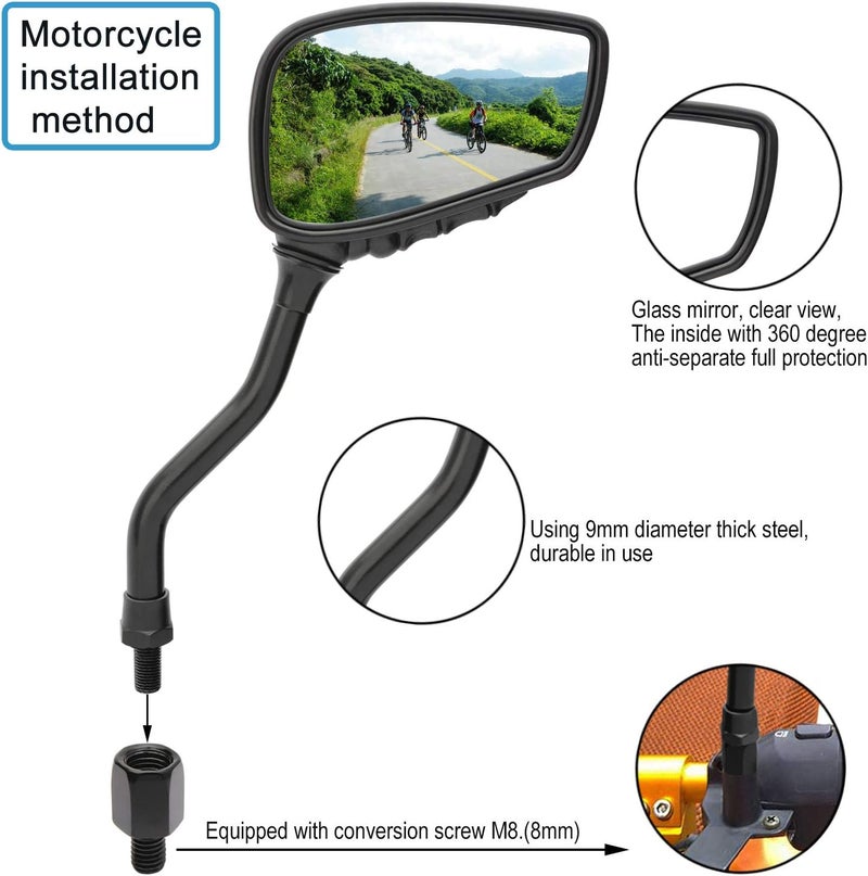 TOPCABIN 1 Pair Bicycle Mirror,Big View Bike Rear View Mirror Blindsight Multi Angle Adjustable Bike Mirror Billet Aluminum Chrome Plated Outside Skull Claw Style Also suitable for motorcycle mirror - Image 4
