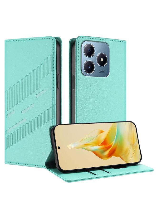 اس-توب جراب لهاتف Realme C63 4G، جراب هاتف جلدي عتيق متعدد الوظائف منقوش - Image 1