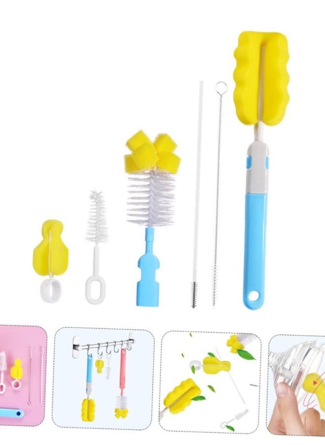 Generic - 6 Piece Baby Bottle Cleaning Brush Set for Effective Scrubbing of Bottles, Jugs, and Pacifiers in Blue - Image 1